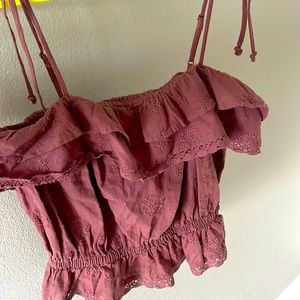 American Eagle Burgundy Cinched Crop Tank